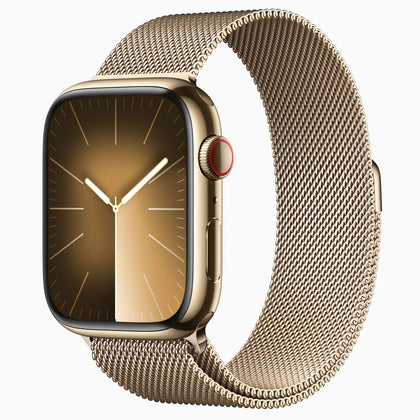 Apple Watch Series 9 45mm Gold Stainless Steel Case with Milanese Loop Band