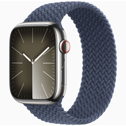 Apple Watch Series 9 45mm Silver Stainless Steel Case with Braided Solo Loop Band