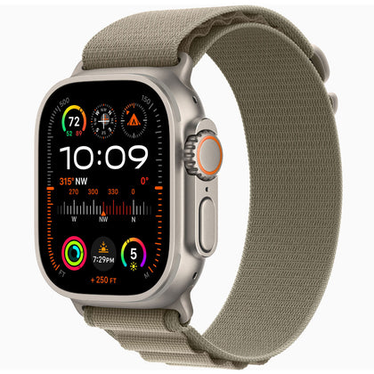 Apple Watch Ultra 2 49mm Titanium Case with Olive Alpine Loop Band