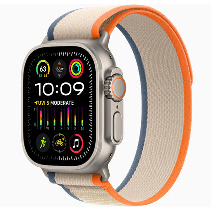 Apple Watch Ultra 2 49mm Titanium Case with Orange/Beige Trail Loop Band