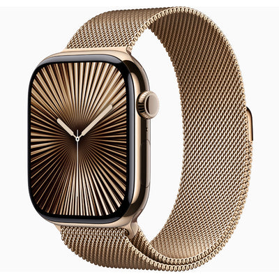 Apple Watch Series 10 46mm Gold Titanium Case with Gold Milanese Loop (GPS + Cellular)