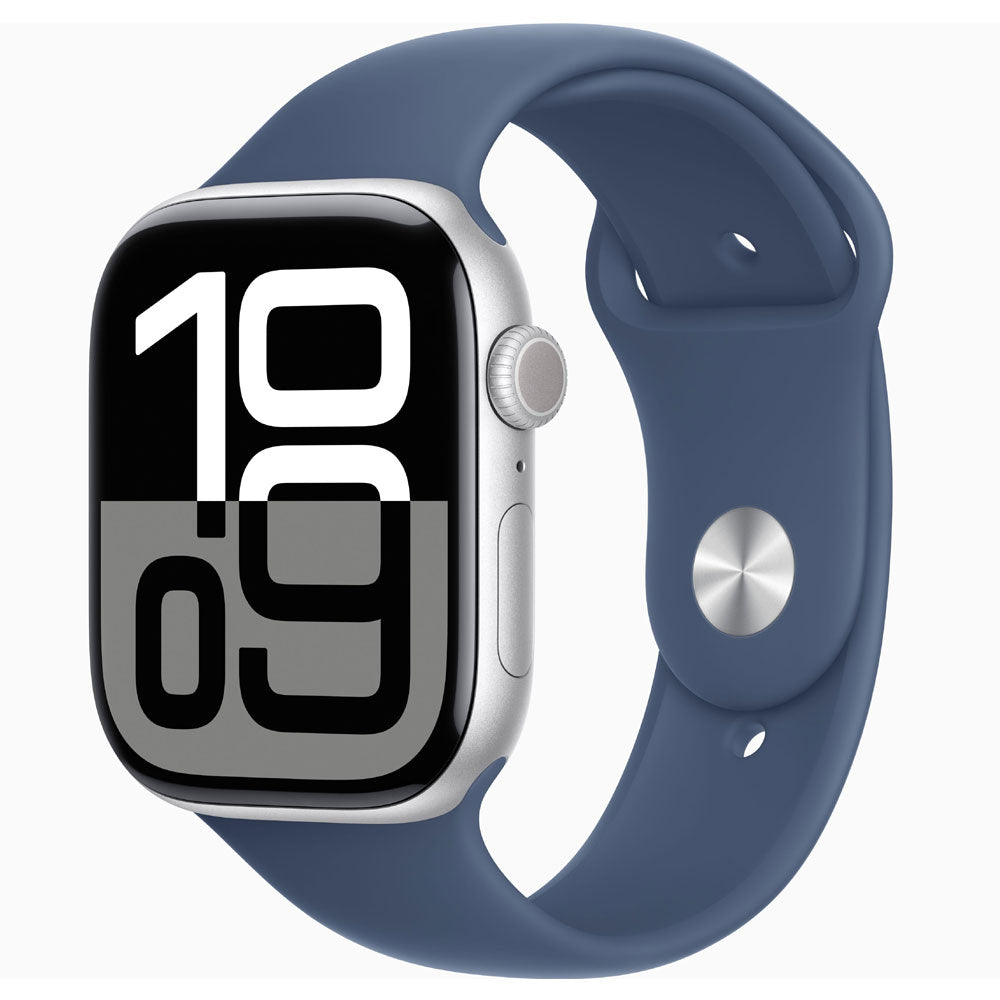 Apple Watch Series 10 46mm Silver Aluminum Case with Denim Sport Band