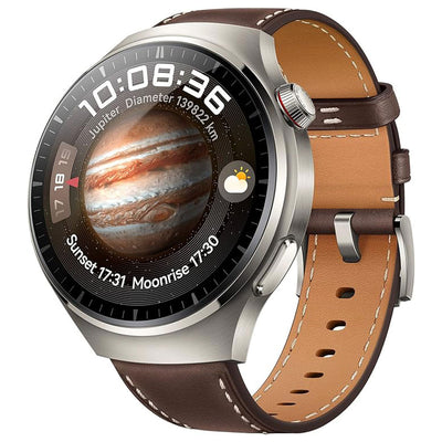 Huawei Watch 4 Pro Aerospace Grade Titanium Case with Dark Brown Leather Strap (MDS-AL00)