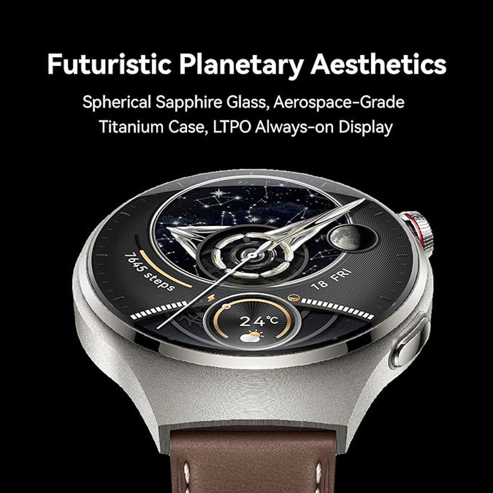 Huawei Watch 4 Pro Aerospace Grade Titanium Case with Dark Brown Leather Strap (MDS-AL00)