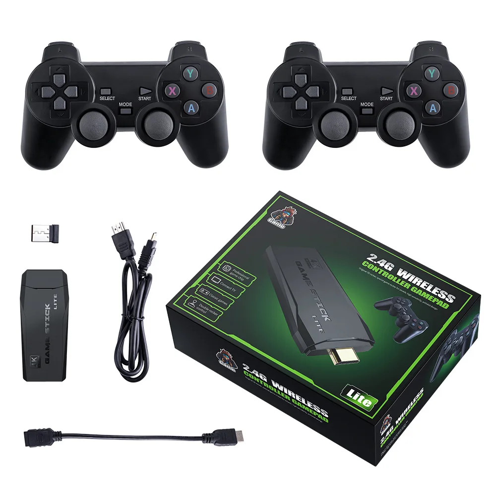 M8 Wireless Controller with 64gb Tf Card Video Game Stick Built in 10000+ Games 4K High Definition HDMI Output with Two Game Controllers