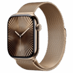 Apple Watch Series 10 GPS + Cellular 46mm Gold Titanium Case with Gold Milanese Loop