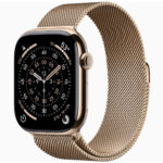 Apple Watch Series 11 GPS + Cellular 46mm Gold Titanium Case with Gold Milanese Loop