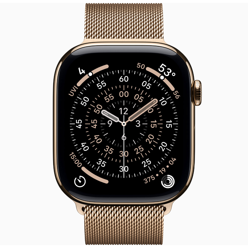 Apple Watch Series 11 GPS + Cellular 46mm Gold Titanium Case with Gold Milanese Loop - Image 2